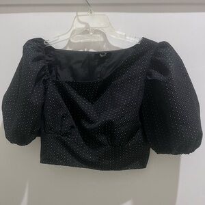 h:ours Black Puff Sleeve Blouse